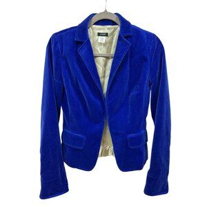 J. Crew Royal Bright Blue Velvet Short Blazer Jacket Size 2